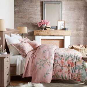 Pottery Barn Mariella King/Cal King Duvet Cover Blush Chinoiserie Floral